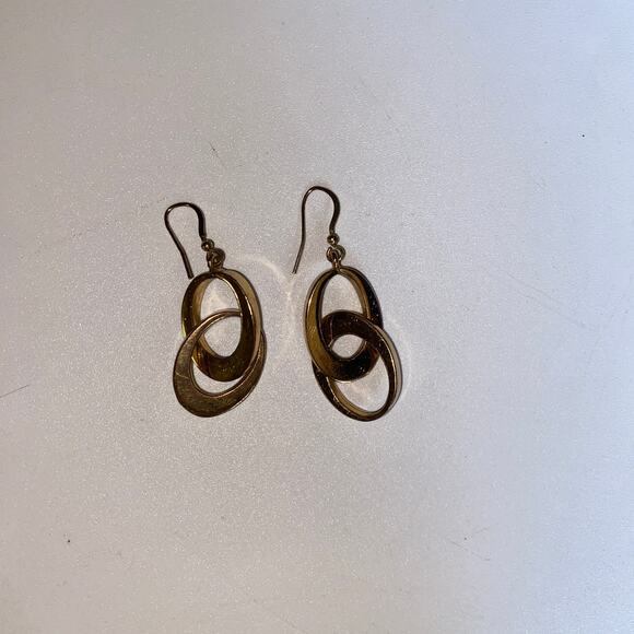NWOT Gold-Tone Circle Dangle Drop Hoop Earrings Women's - Picture 1 of 4